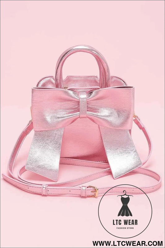 Metallic Bow Front Top Handle Clutch