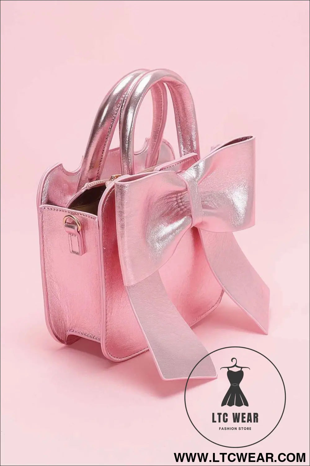Metallic Bow Front Top Handle Clutch