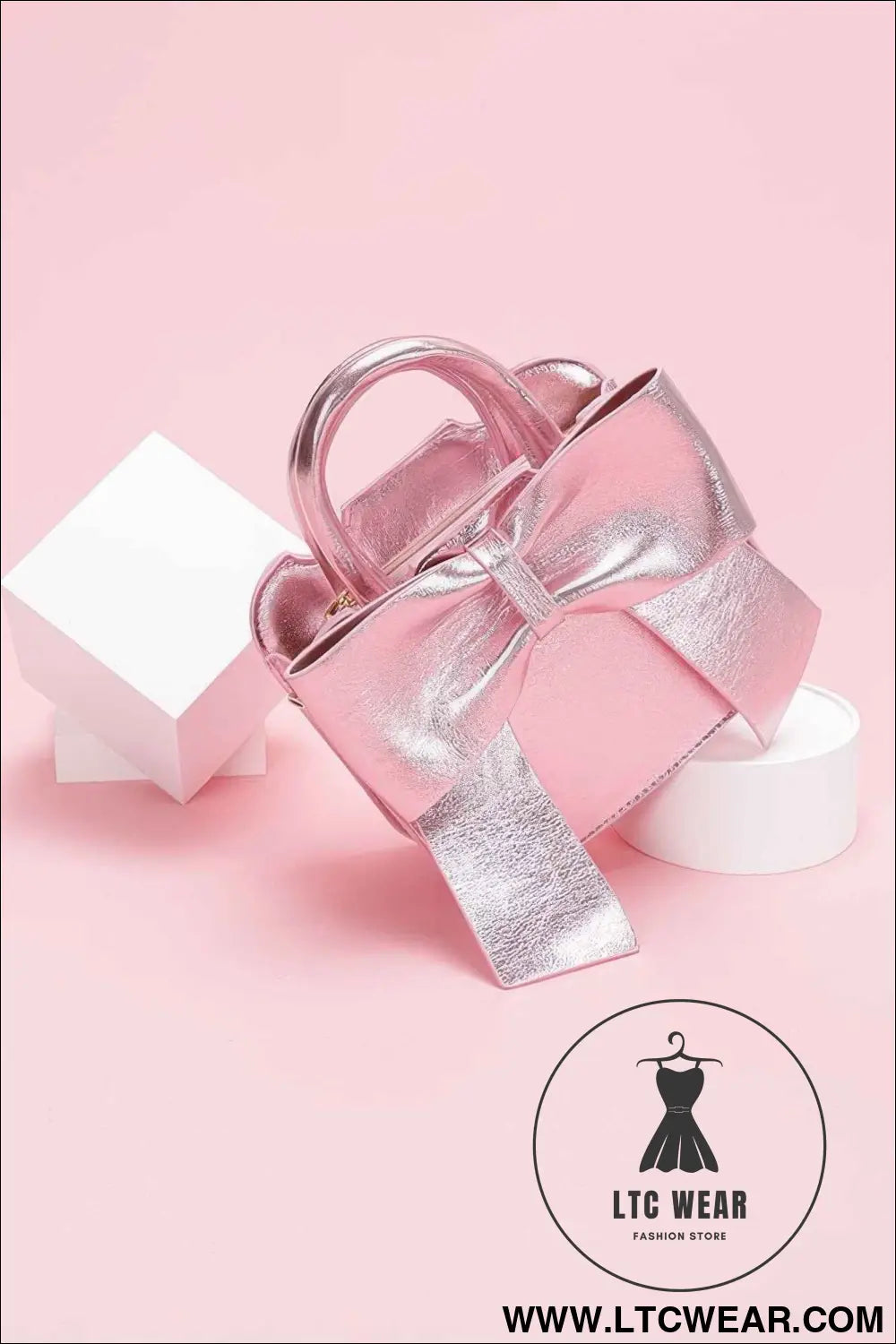 Metallic Bow Front Top Handle Clutch