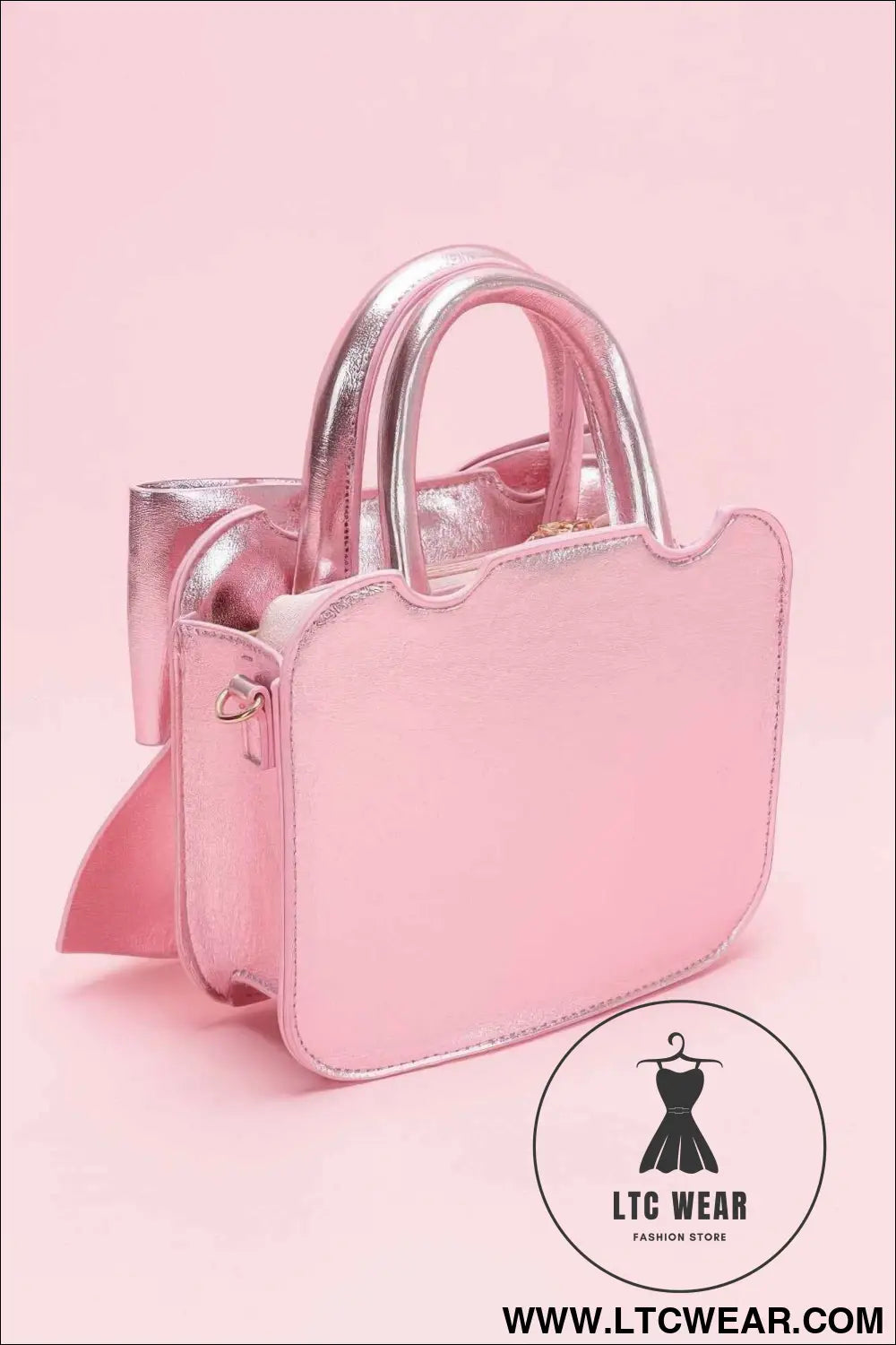Metallic Bow Front Top Handle Clutch