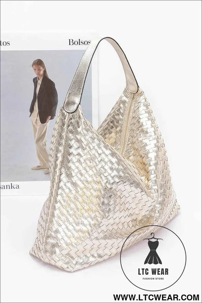 Metallic Braided Tote Bag