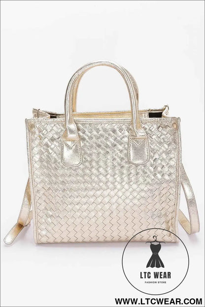 Metallic Braided Tote Bag