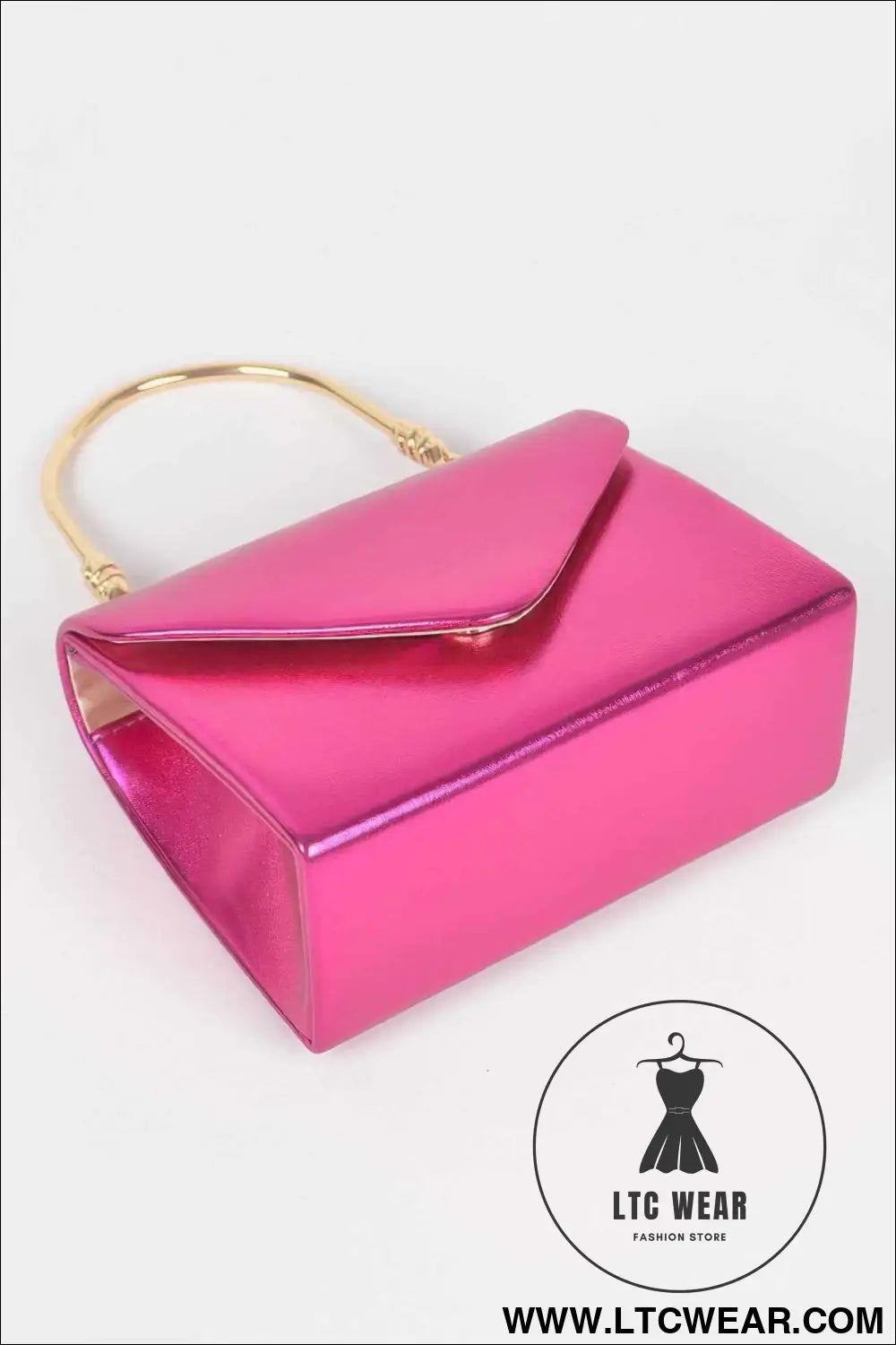 Metallic Metal Handle Crossbody Bag