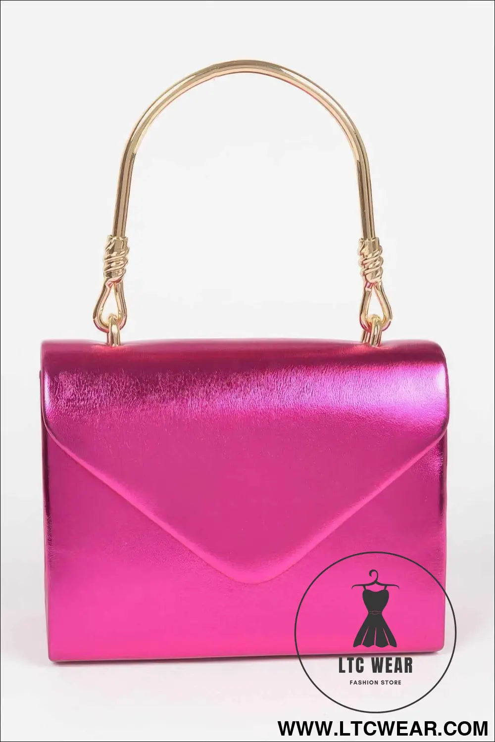 Metallic Metal Handle Crossbody Bag