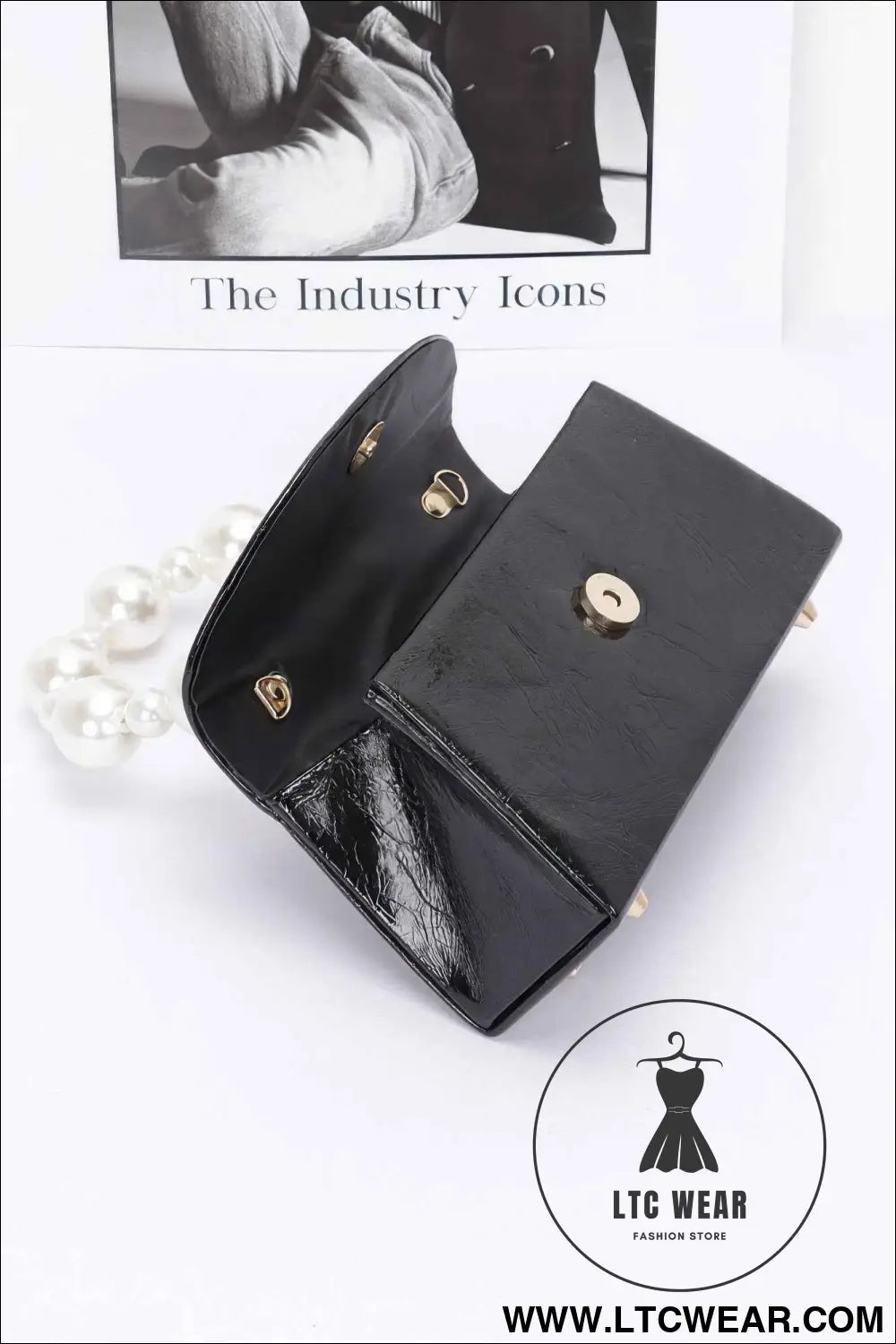 Metallic Pearl Handle Flap Bag