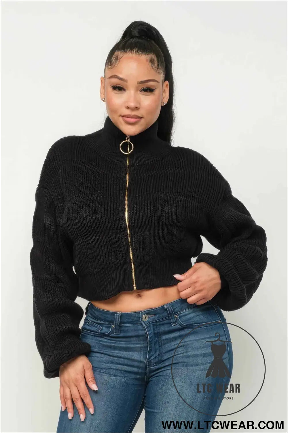Michelin Sweater Top W/ Front Zipper