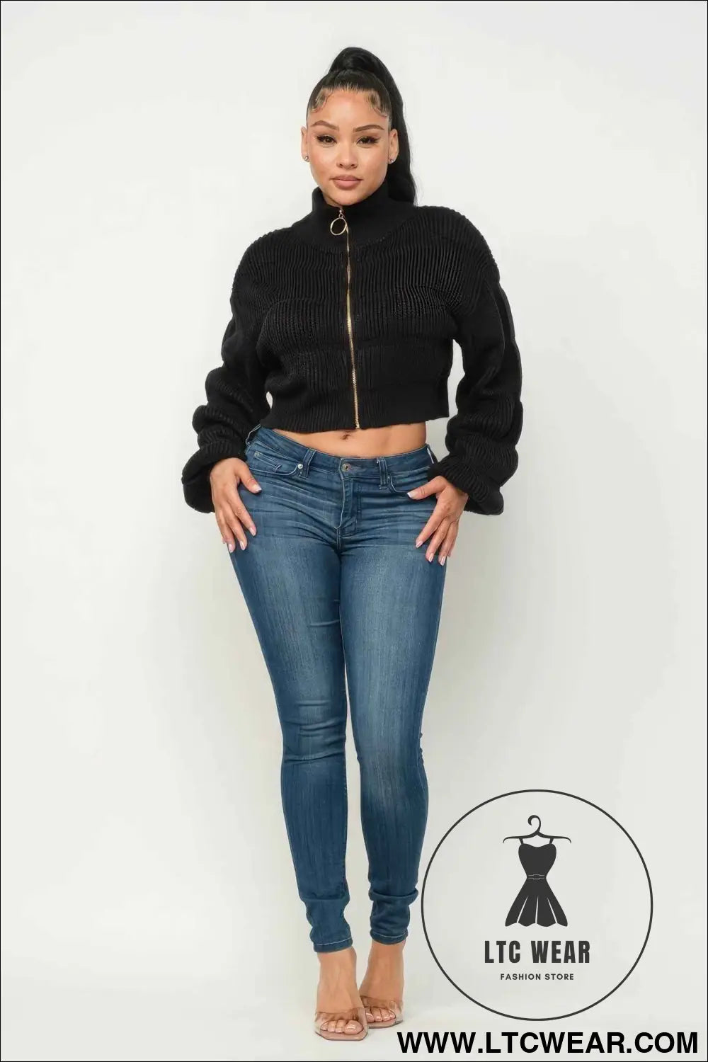 Michelin Sweater Top W/ Front Zipper