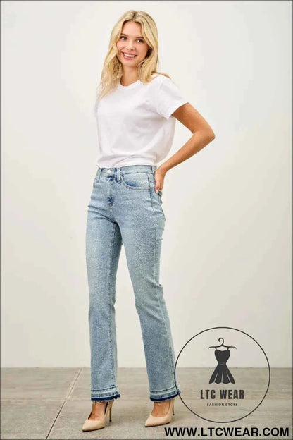 Mid Rise Flare With Released Hem