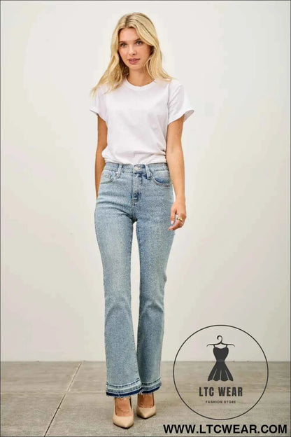 Mid Rise Flare With Released Hem