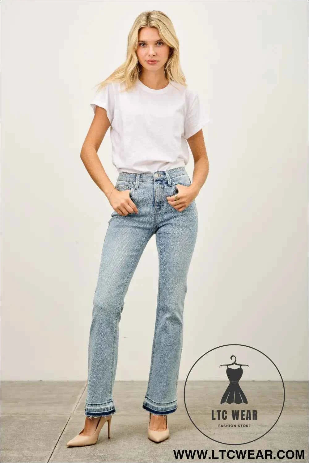 Mid Rise Flare With Released Hem