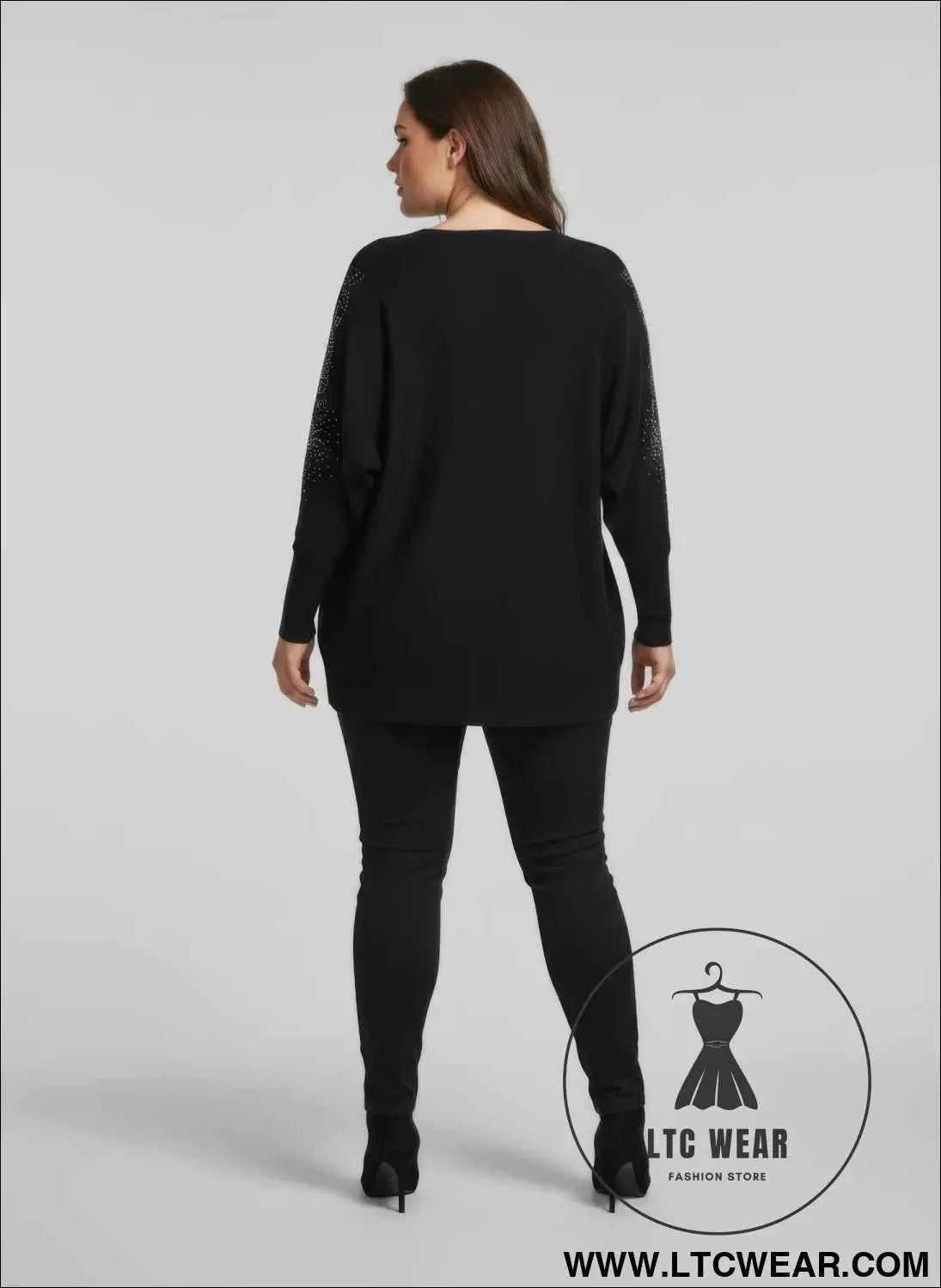 Midnight Sparkle Tunic Top - Embellished Knit for Effortless Style