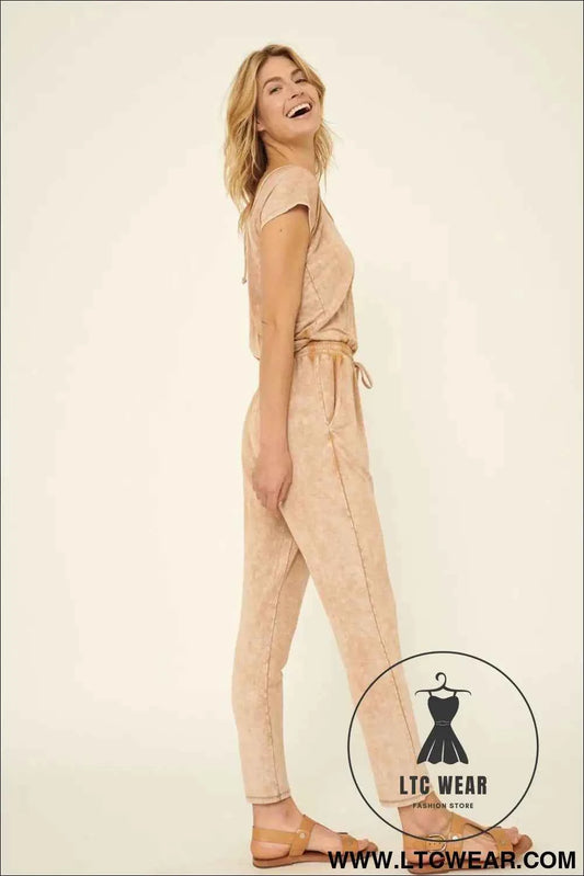 Mineral Washed Finish Knit Jumpsuit