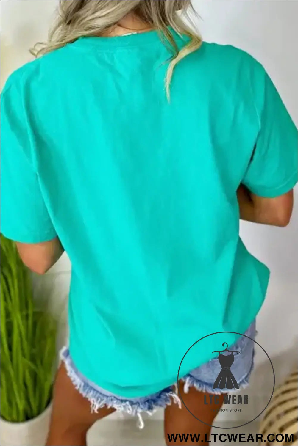 Mint green beach bum slogan round neck summer vacation tee - graphic tees
