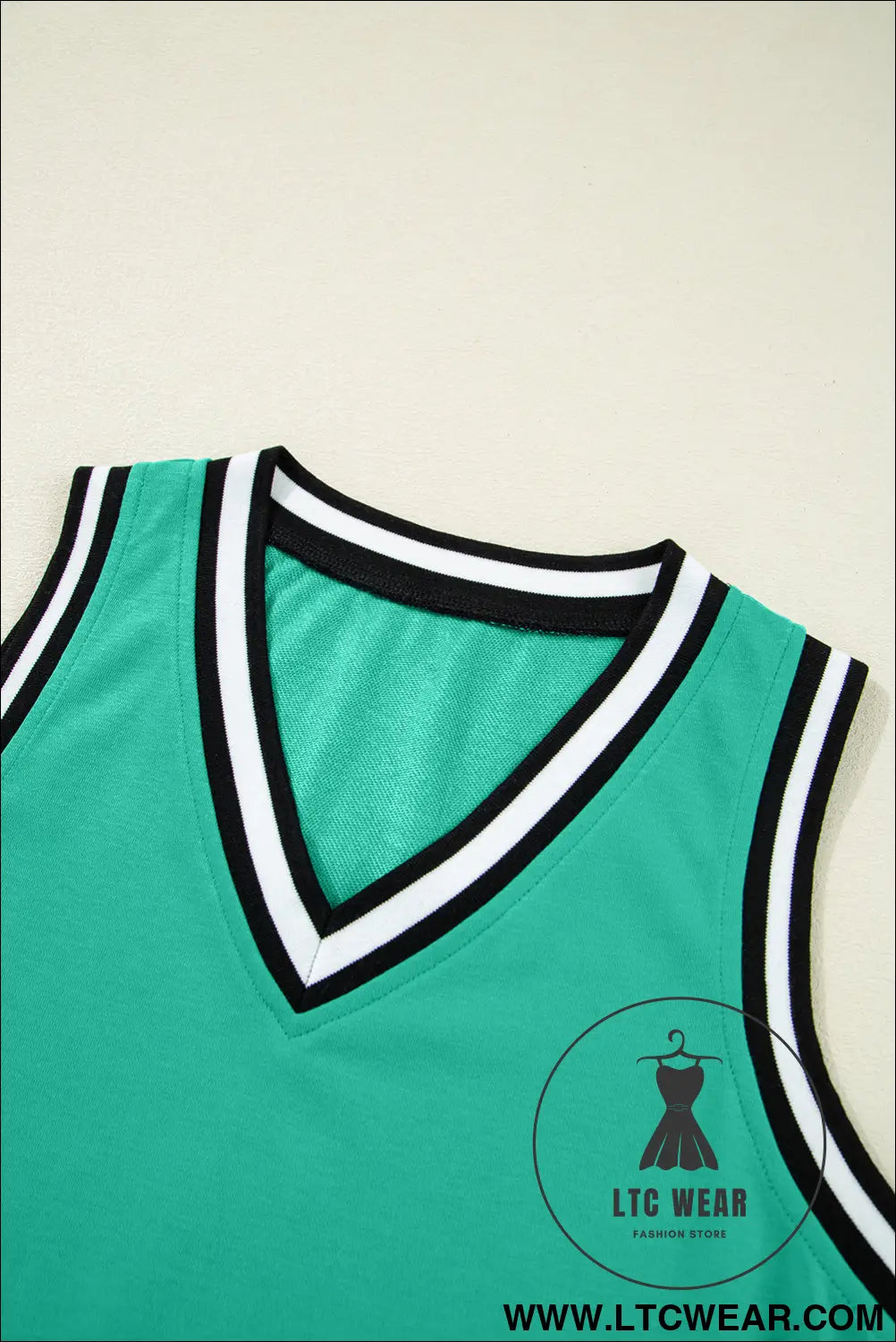 Mint Green Color Contrast Trim V Neck Shift Sleeveless Mini Dress - L.T.C Wear Online Fashion Store