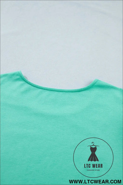 Mint Green Eyelet Lace Ruffled Cap Sleeve Top - L.T.C Wear Online Fashion Store