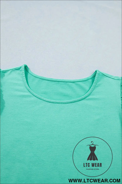 Mint Green Eyelet Lace Ruffled Cap Sleeve Top - L.T.C Wear Online Fashion Store