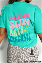 Mint green lake days double side printed vacation t shirt - graphic tees