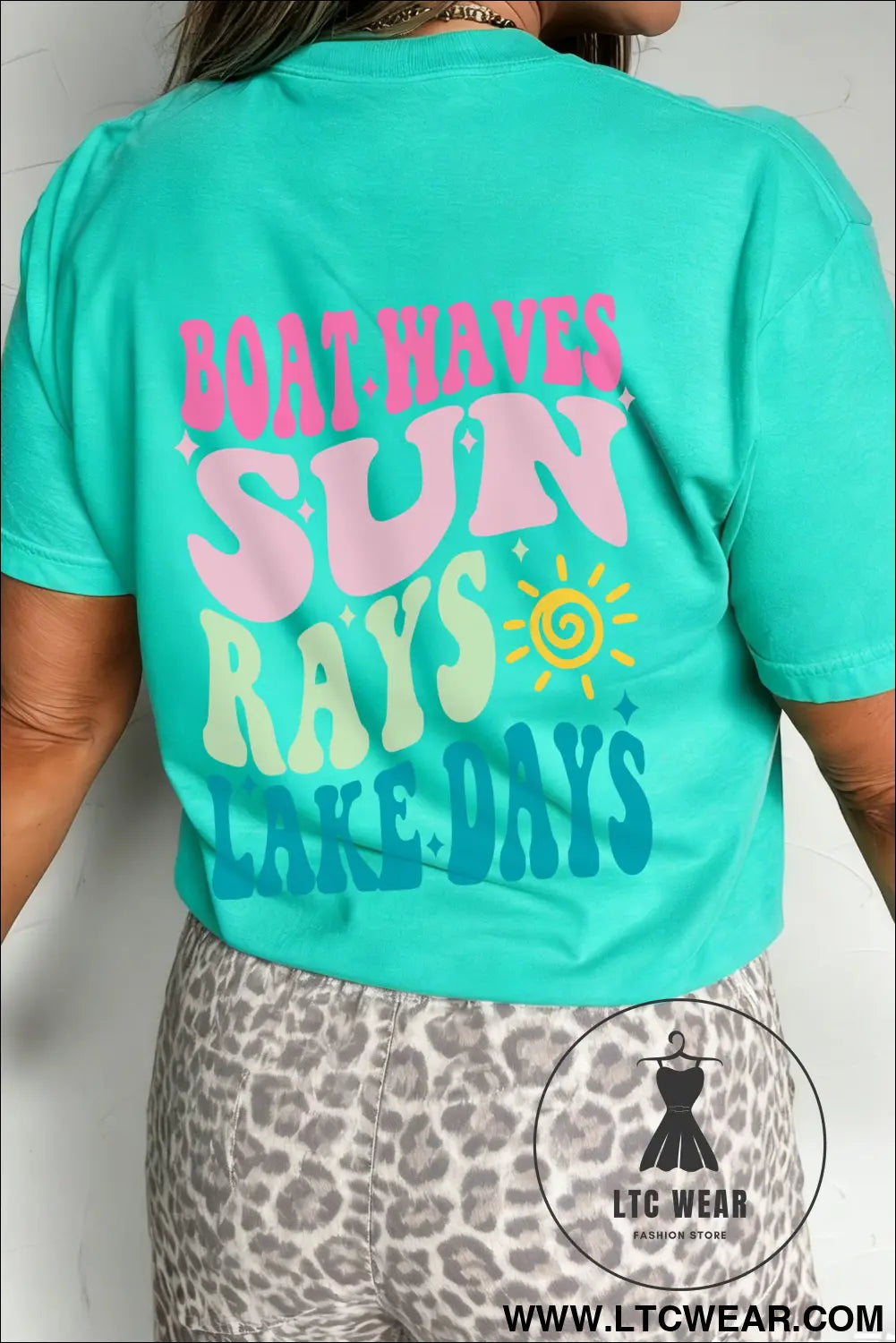 Mint green lake days double side printed vacation t shirt - graphic tees