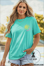 Mint green lake days double side printed vacation t shirt - graphic tees