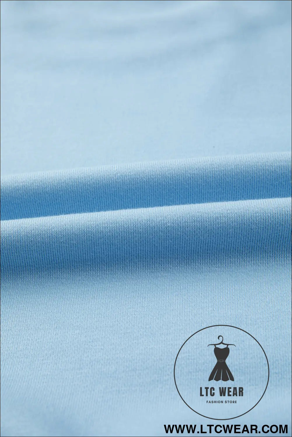 Mist Blue Solid Color Loose Tee Drawstring Wide Leg Pants 2pcs Outfit - L.T.C Wear Online Fashion Store
