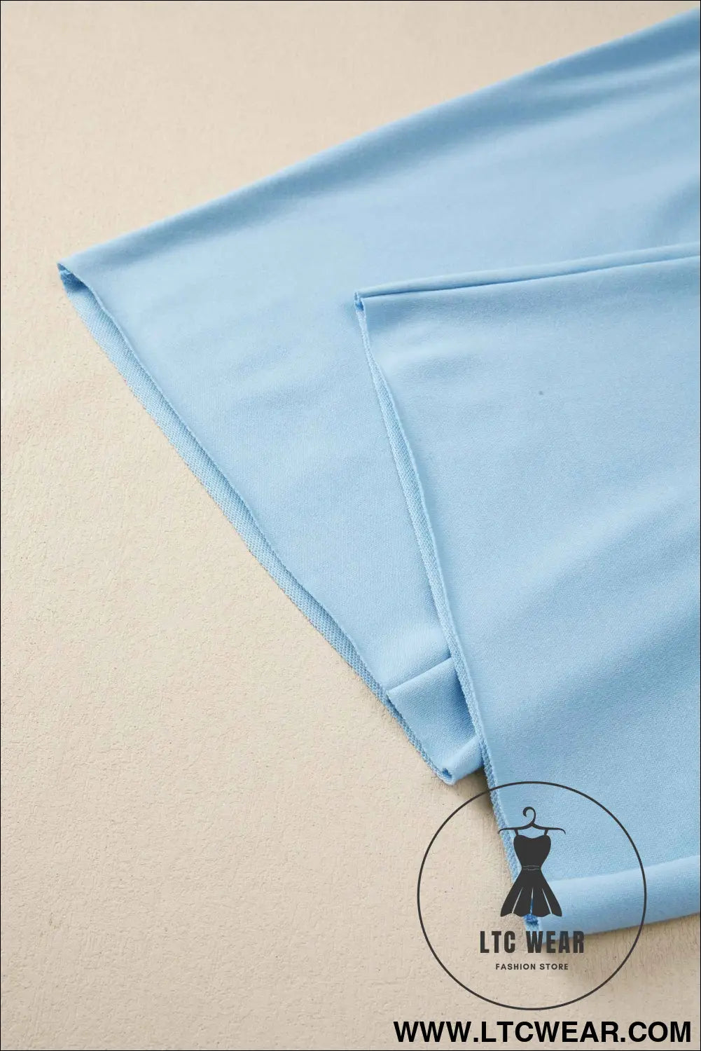 Mist Blue Solid Color Loose Tee Drawstring Wide Leg Pants 2pcs Outfit