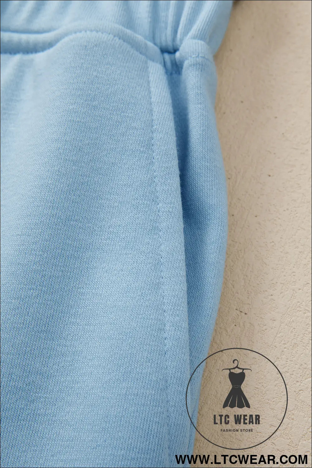 Mist Blue Solid Color Loose Tee Drawstring Wide Leg Pants 2pcs Outfit - L.T.C Wear Online Fashion Store