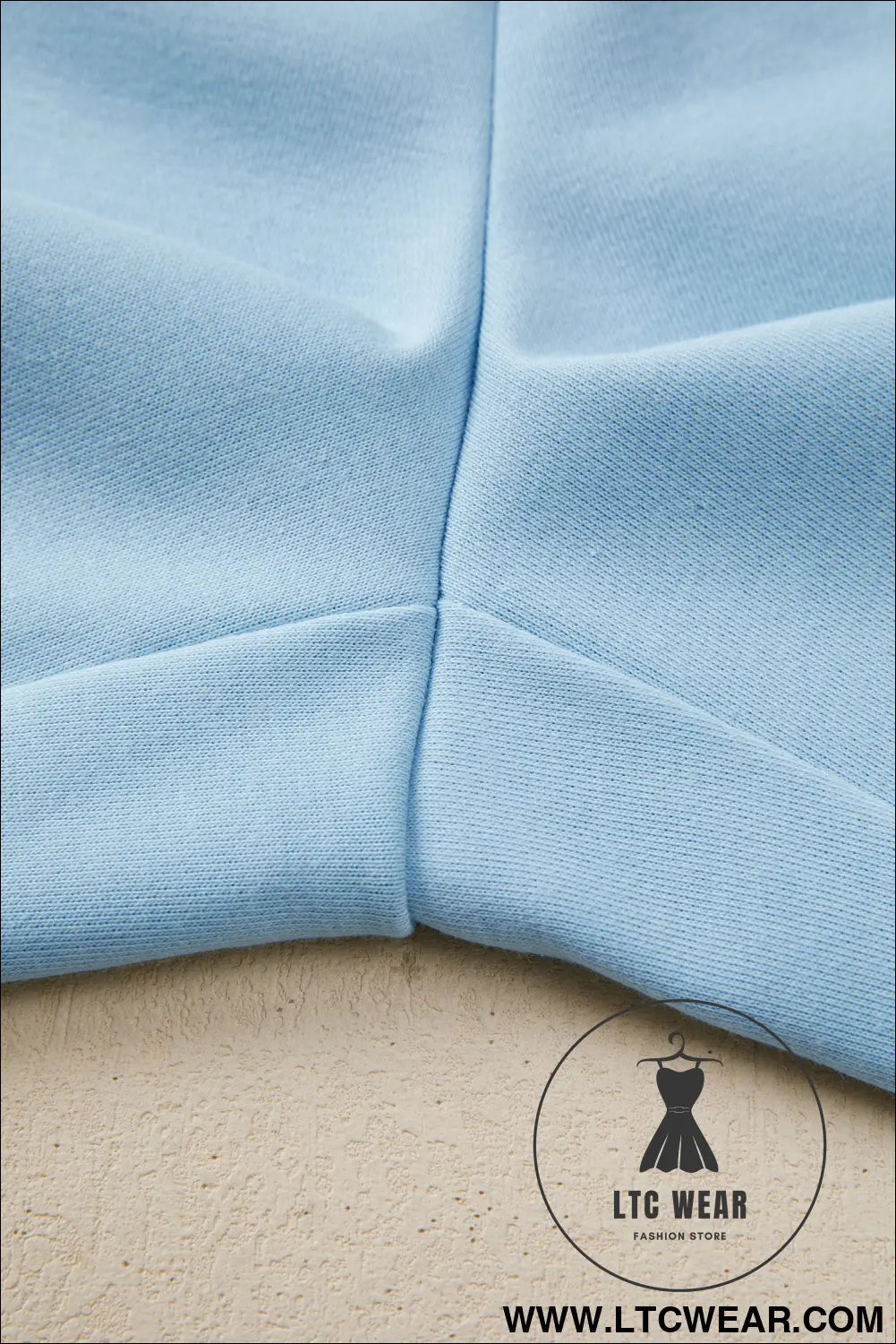 Mist Blue Solid Color Loose Tee Drawstring Wide Leg Pants 2pcs Outfit - L.T.C Wear Online Fashion Store
