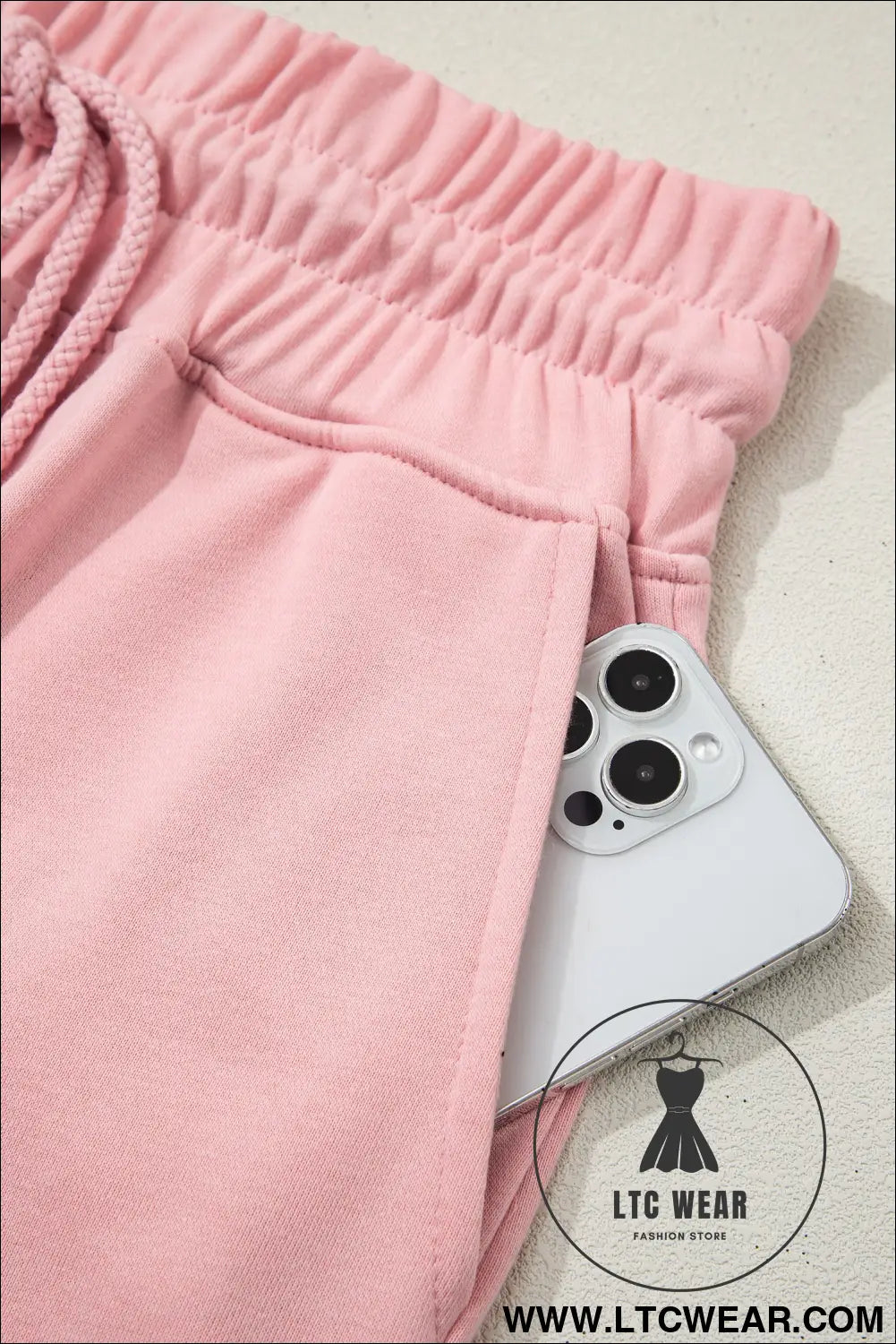 Mist Blue Solid Color Loose Tee Drawstring Wide Leg Pants 2pcs Outfit - L.T.C Wear Online Fashion Store