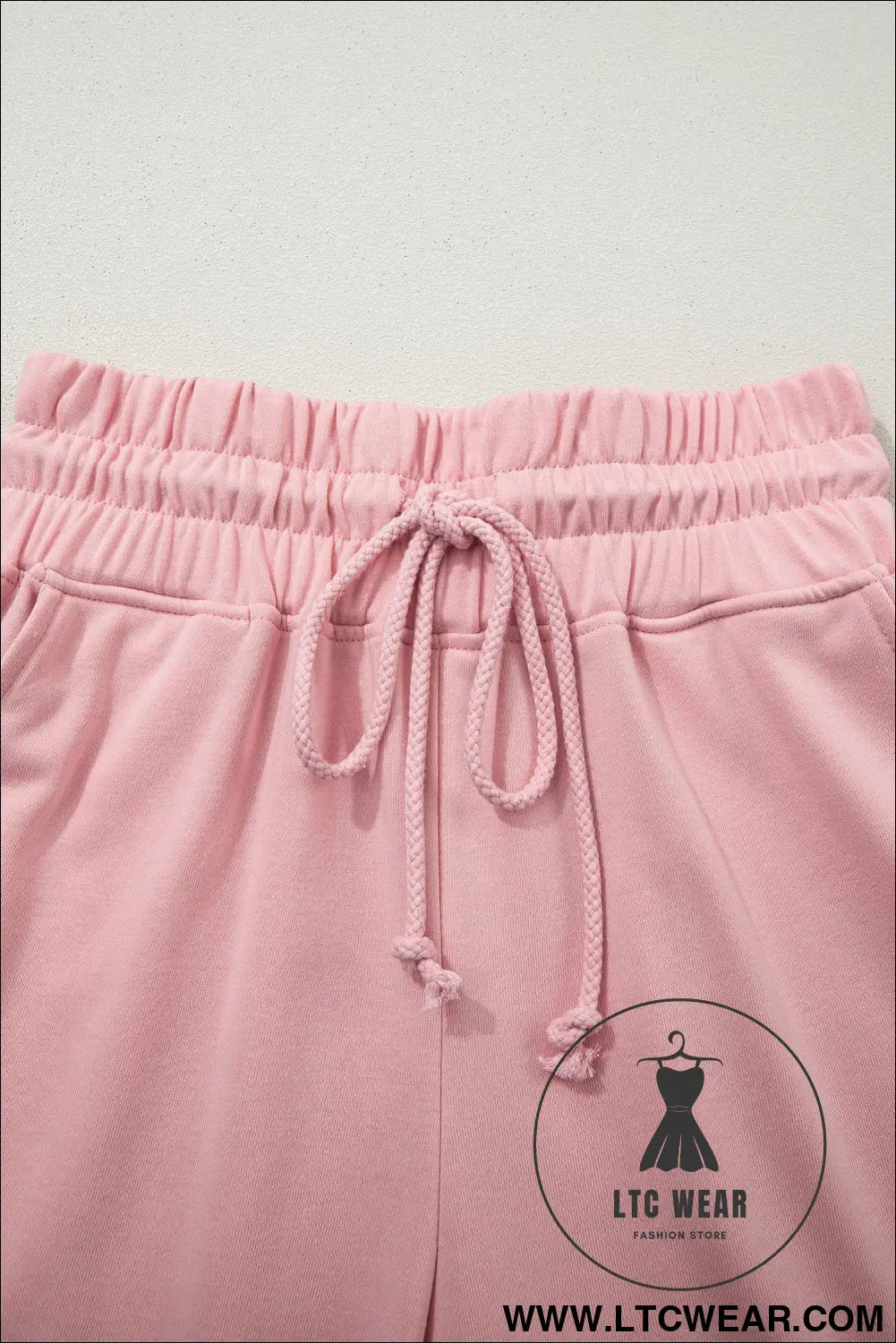 Mist Blue Solid Color Loose Tee Drawstring Wide Leg Pants 2pcs Outfit - L.T.C Wear Online Fashion Store