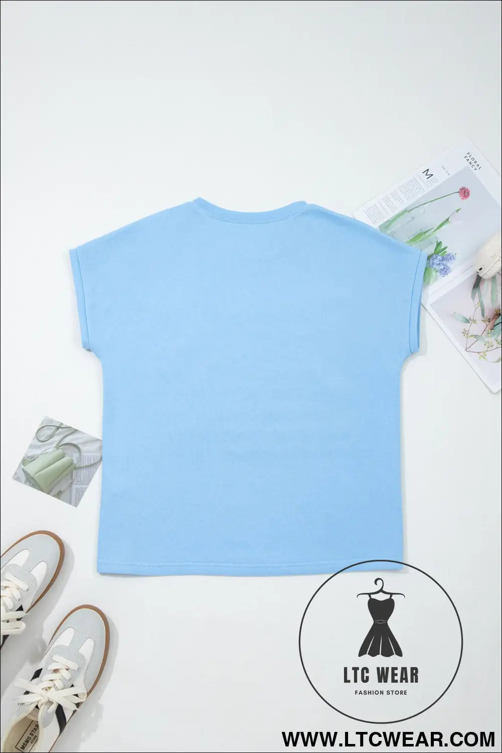 Mist blue usa flag textured patchwork cap sleeve tee - tops & tees