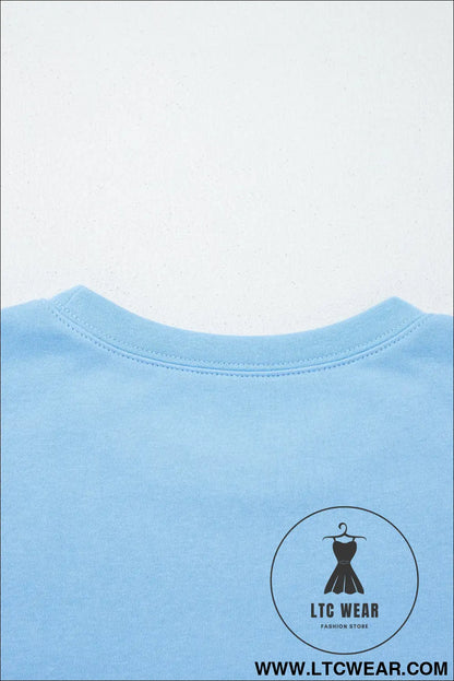 Mist blue usa flag textured patchwork cap sleeve tee - tops & tees