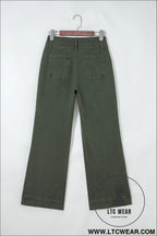 Mist green 2-button high waist wide leg jeans - jeans