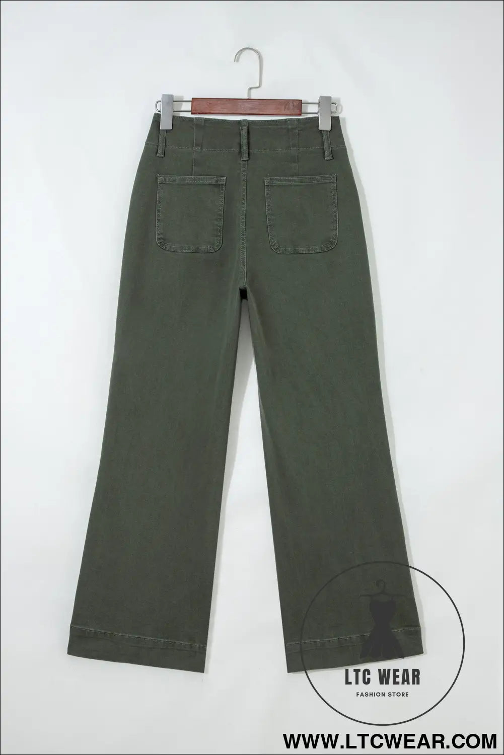 Mist green 2-button high waist wide leg jeans - jeans
