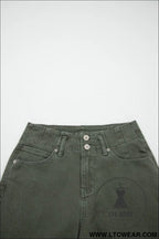 Mist green 2-button high waist wide leg jeans - jeans