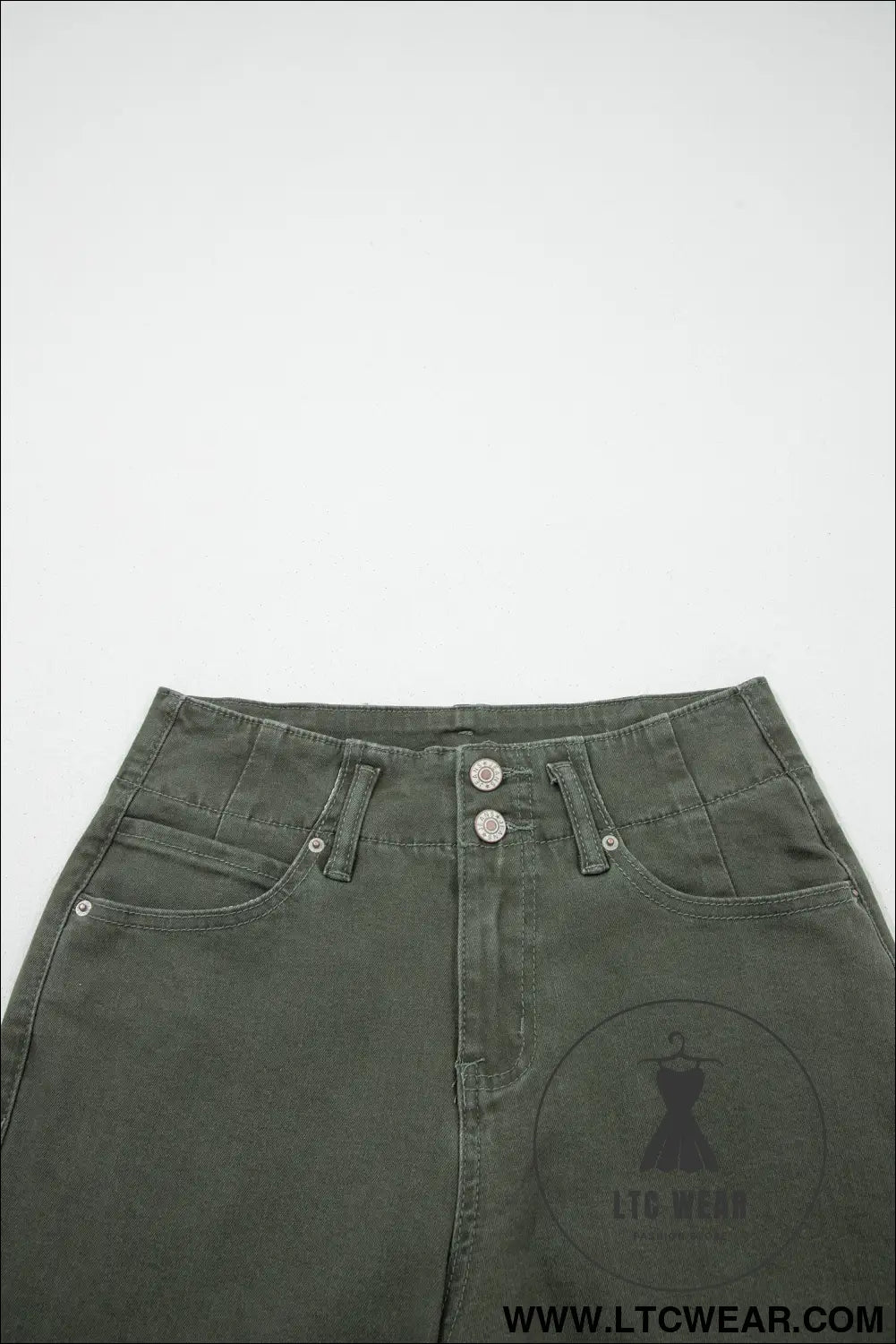 Mist green 2-button high waist wide leg jeans - jeans