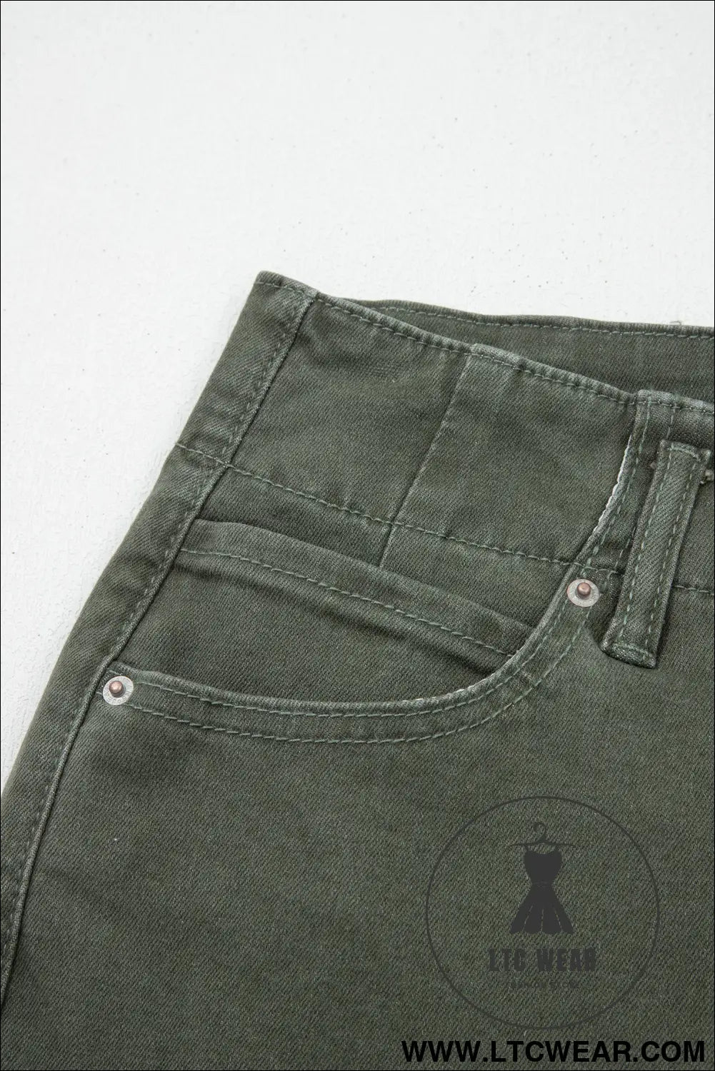 Mist green 2-button high waist wide leg jeans - jeans