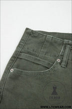 Mist green 2-button high waist wide leg jeans - jeans