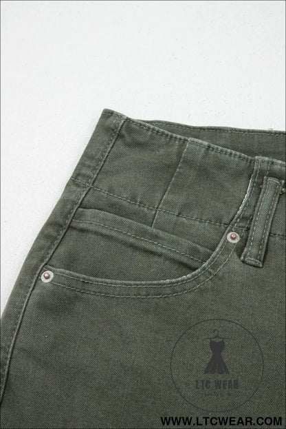 Mist green 2-button high waist wide leg jeans - jeans