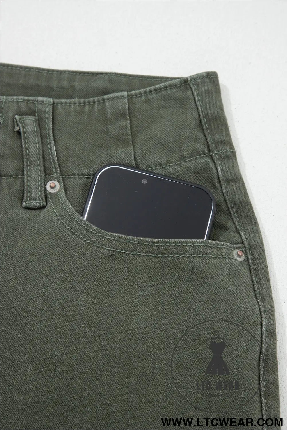 Mist green 2-button high waist wide leg jeans - jeans
