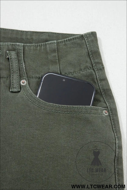 Mist green 2-button high waist wide leg jeans - jeans