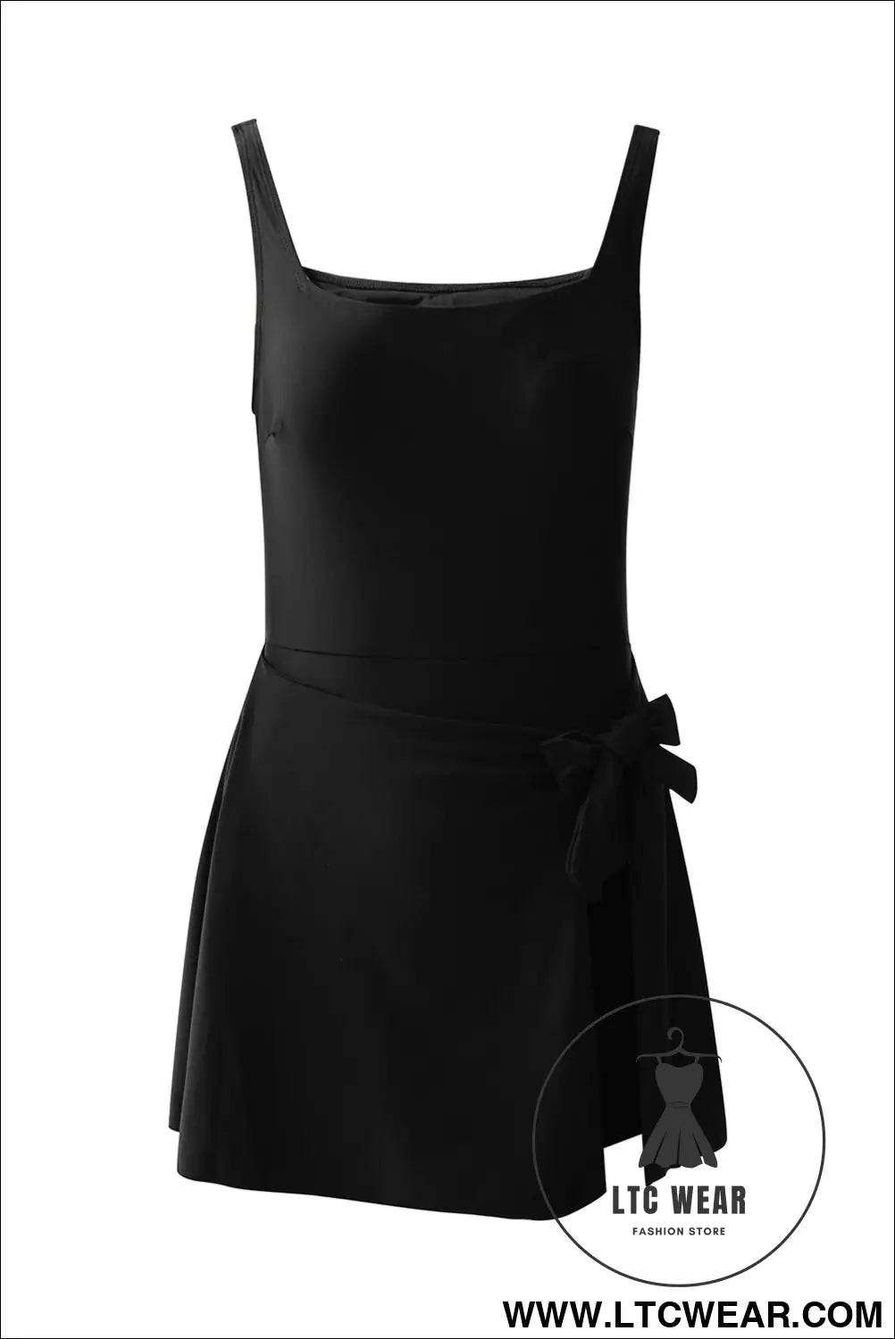 Mist Green Side Tied Adjustable Straps A Line One Piece Swim Dress - L.T.C Wear Online Fashion Store