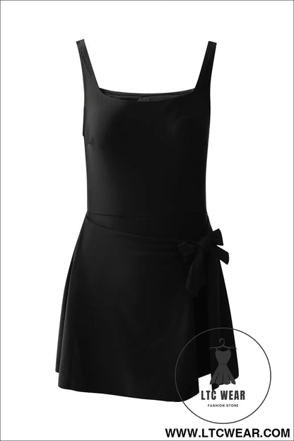 Mist Green Side Tied Adjustable Straps A Line One Piece Swim Dress - L.T.C Wear Online Fashion Store