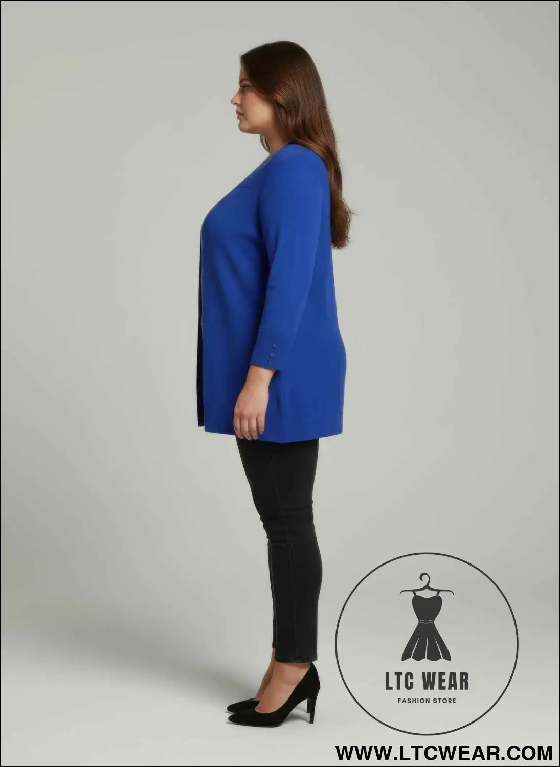 Mocha Button Cuff Ribbed Knit Tunic Top