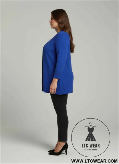 Mocha Button Cuff Ribbed Knit Tunic Top