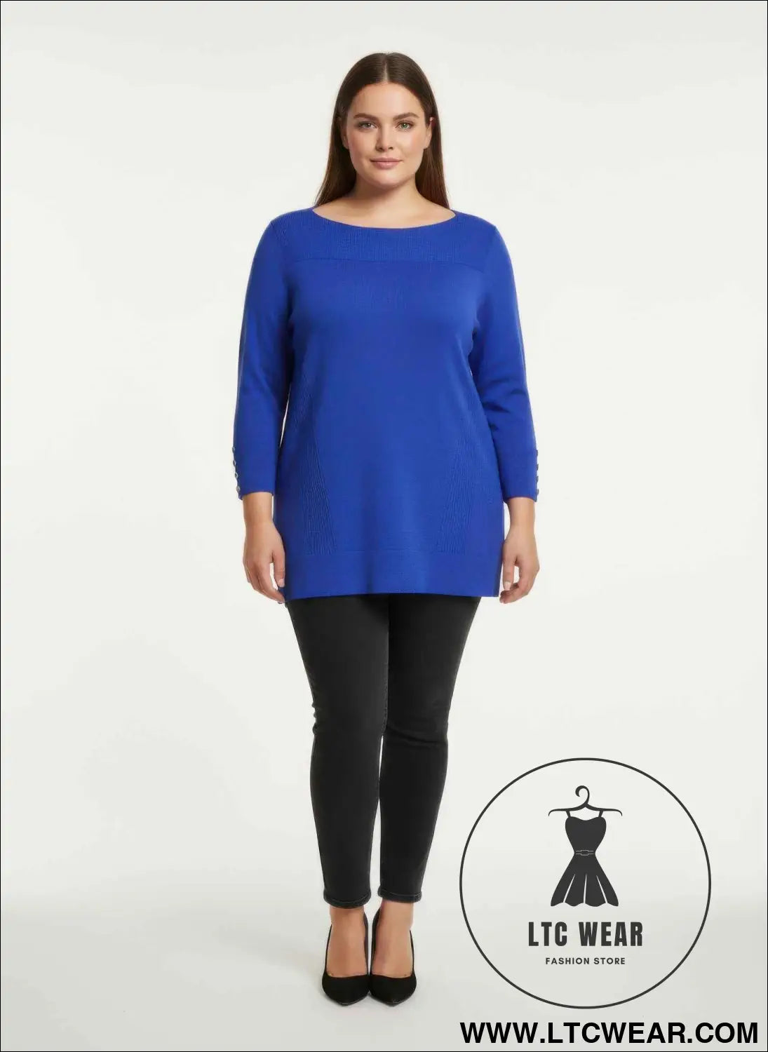Mocha Button Cuff Ribbed Knit Tunic Top