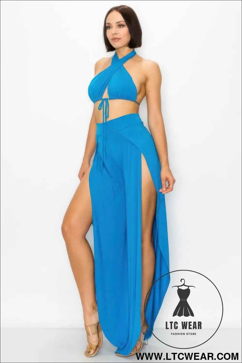 Modal 2 Piece Set, Bra And Side Slit Pant