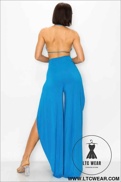 Modal 2 Piece Set, Bra And Side Slit Pant