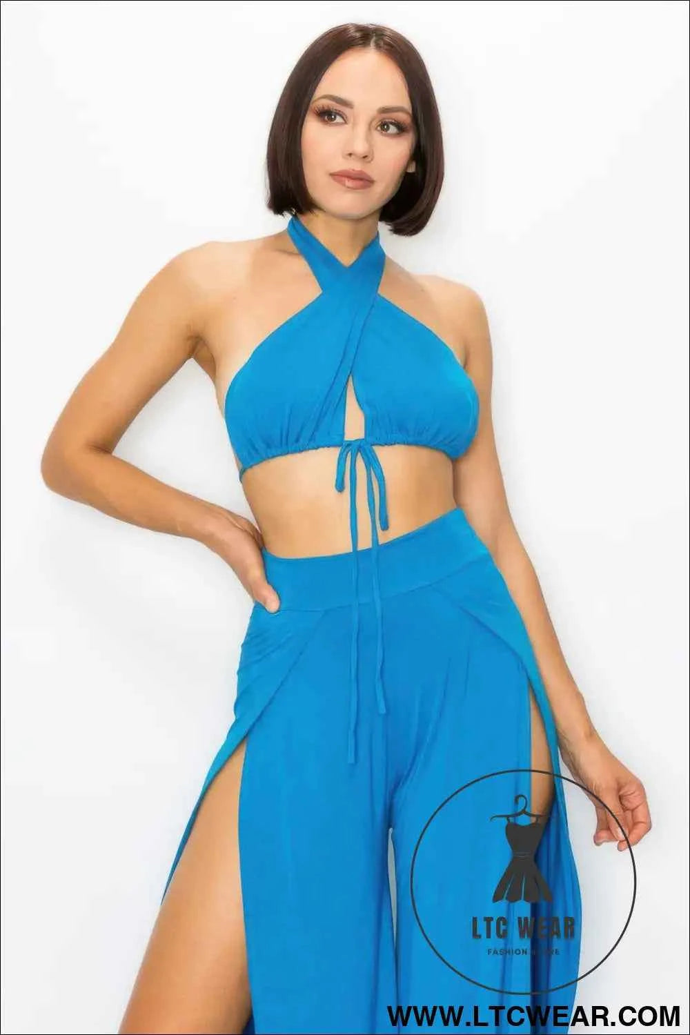 Modal 2 Piece Set, Bra And Side Slit Pant