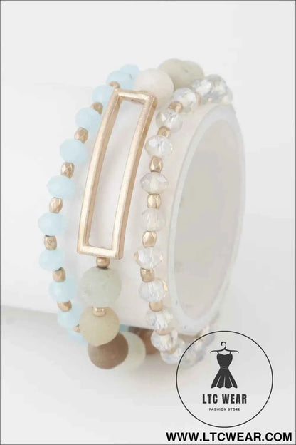 Multi Beaded N Rectangular Pendant Bracelet