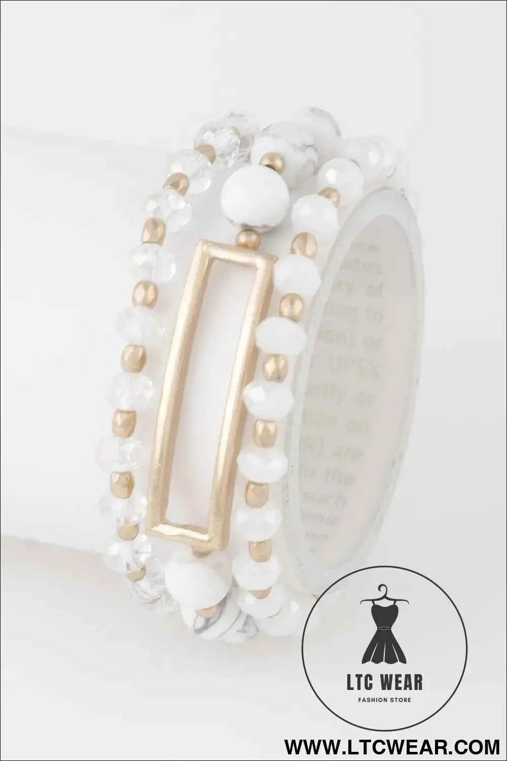 Multi Beaded N Rectangular Pendant Bracelet